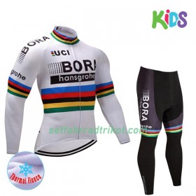 Radbekleidung Radtrikot Langarm + Lang Radhose 2017 Bora-Hansgrohe Kinder Winter Thermal Fleece N002